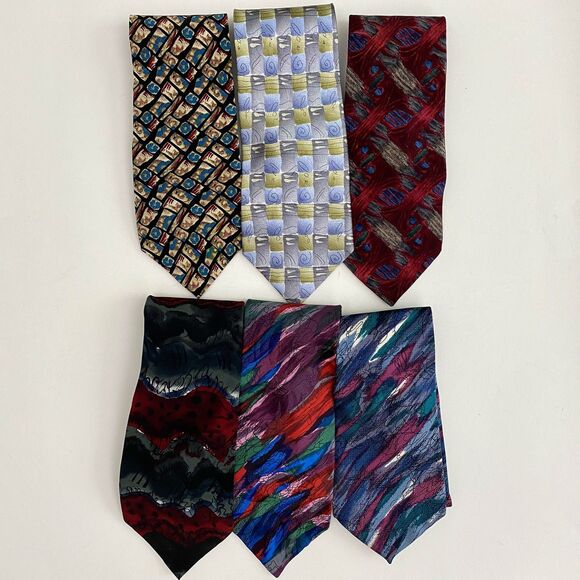J Jerry Garcia Silk Tie Abstract Art Banyan Tree Carousel Neckties Lot of 6 - Picture 1 of 13